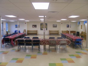 The Parish Hall can seat more than 150 people for meals, parties, meetings.