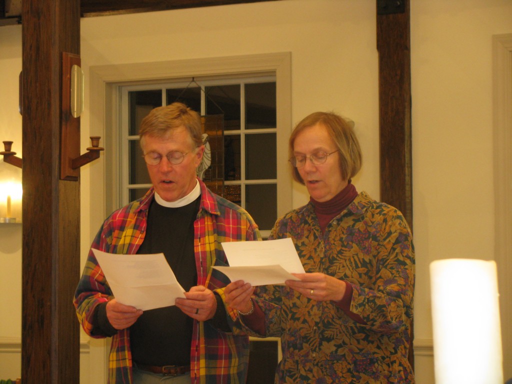 Fr. John and Anne McCausland sang "We Sing a Song of a Church in Weare" to the tune of "We Sing a Song of the Saints of God." 